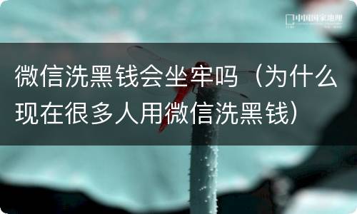 微信洗黑钱会坐牢吗（为什么现在很多人用微信洗黑钱）
