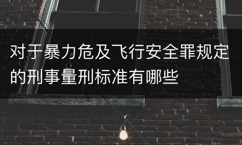 对于暴力危及飞行安全罪规定的刑事量刑标准有哪些