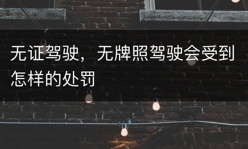 无证驾驶，无牌照驾驶会受到怎样的处罚