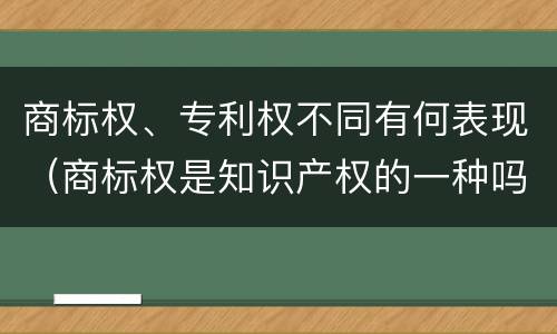 商标权、专利权不同有何表现（商标权是知识产权的一种吗）