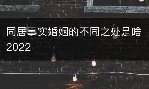 同居事实婚姻的不同之处是啥2022