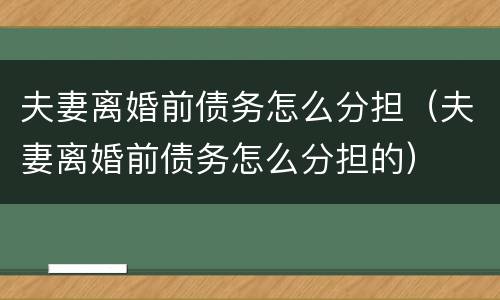 夫妻离婚前债务怎么分担（夫妻离婚前债务怎么分担的）