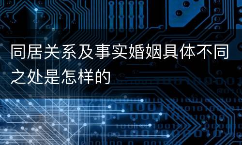 同居关系及事实婚姻具体不同之处是怎样的