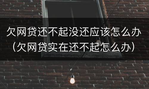 欠网贷还不起没还应该怎么办（欠网贷实在还不起怎么办）