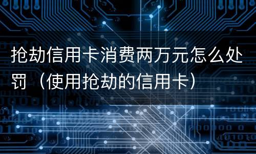 抢劫信用卡消费两万元怎么处罚（使用抢劫的信用卡）