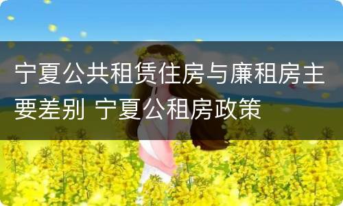 宁夏公共租赁住房与廉租房主要差别 宁夏公租房政策