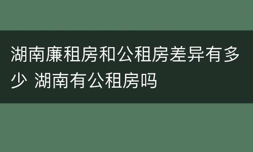 湖南廉租房和公租房差异有多少 湖南有公租房吗