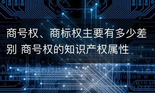 商号权、商标权主要有多少差别 商号权的知识产权属性
