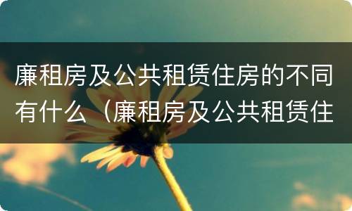 廉租房及公共租赁住房的不同有什么（廉租房及公共租赁住房的不同有什么特点）