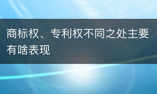 商标权、专利权不同之处主要有啥表现