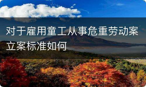 对于雇用童工从事危重劳动案立案标准如何