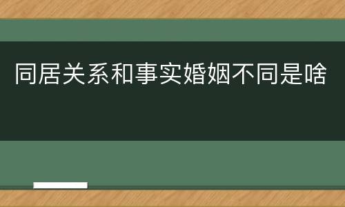 同居关系和事实婚姻不同是啥