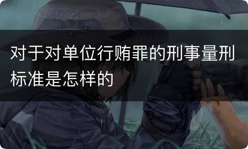 对于对单位行贿罪的刑事量刑标准是怎样的
