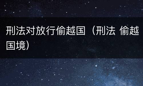刑法对放行偷越国（刑法 偷越国境）