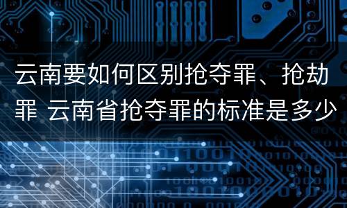 云南要如何区别抢夺罪、抢劫罪 云南省抢夺罪的标准是多少?