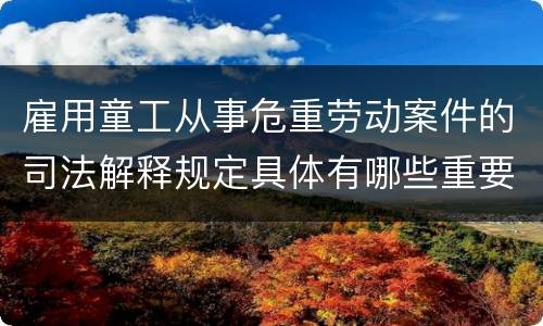 雇用童工从事危重劳动案件的司法解释规定具体有哪些重要内容