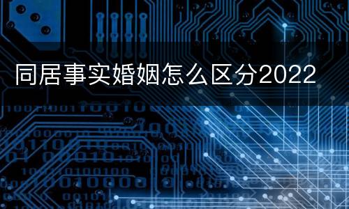 同居事实婚姻怎么区分2022