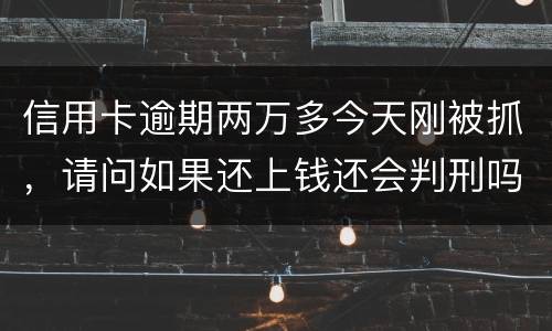 信用卡逾期两万多今天刚被抓，请问如果还上钱还会判刑吗