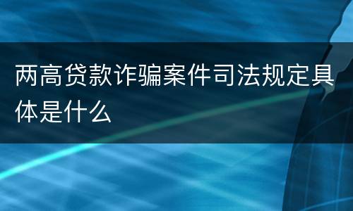 两高贷款诈骗案件司法规定具体是什么