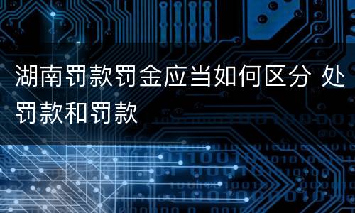 湖南罚款罚金应当如何区分 处罚款和罚款