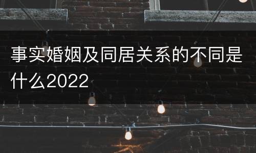 事实婚姻及同居关系的不同是什么2022