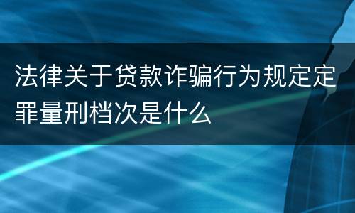 法律关于贷款诈骗行为规定定罪量刑档次是什么