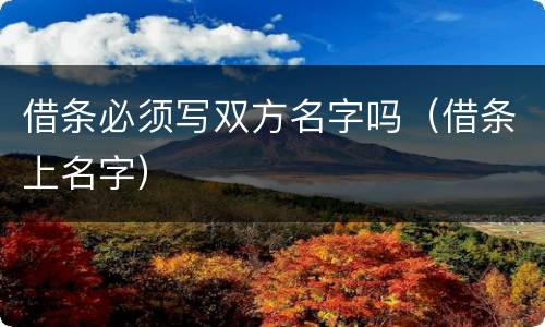 借条必须写双方名字吗（借条上名字）