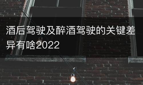 酒后驾驶及醉酒驾驶的关键差异有啥2022