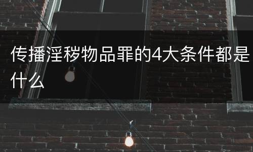 传播淫秽物品罪的4大条件都是什么