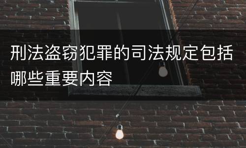 刑法盗窃犯罪的司法规定包括哪些重要内容