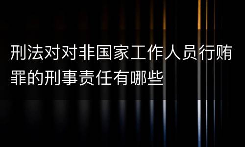 刑法对对非国家工作人员行贿罪的刑事责任有哪些