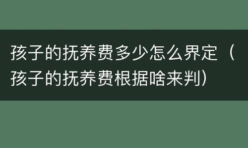 孩子的抚养费多少怎么界定（孩子的抚养费根据啥来判）