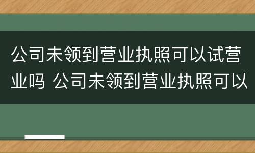 公司未领到营业执照可以试营业吗 公司未领到营业执照可以试营业吗合法吗