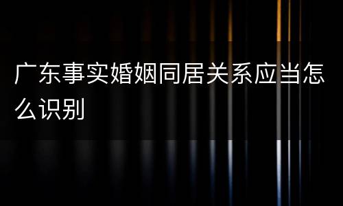 广东事实婚姻同居关系应当怎么识别