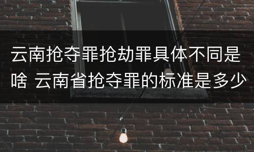 云南抢夺罪抢劫罪具体不同是啥 云南省抢夺罪的标准是多少?