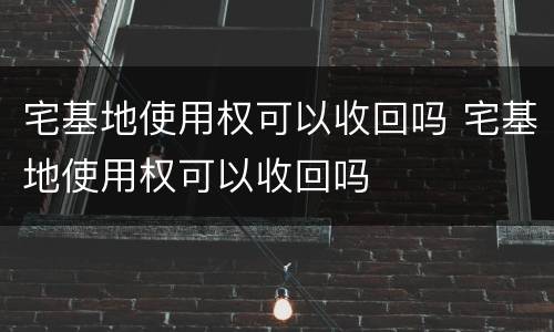 宅基地使用权可以收回吗 宅基地使用权可以收回吗