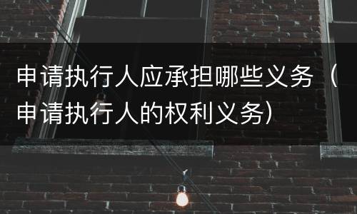申请执行人应承担哪些义务（申请执行人的权利义务）