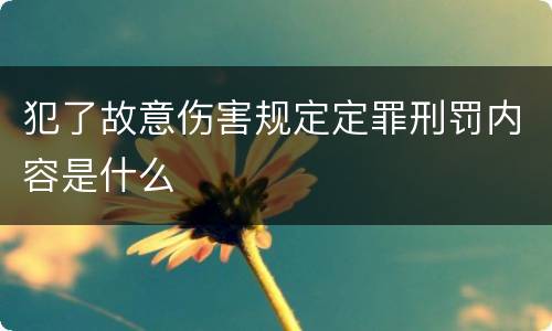 犯了故意伤害规定定罪刑罚内容是什么