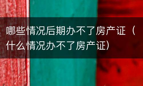 哪些情况后期办不了房产证（什么情况办不了房产证）