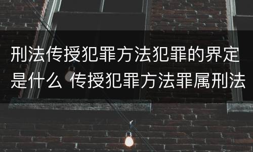 刑法传授犯罪方法犯罪的界定是什么 传授犯罪方法罪属刑法规定的