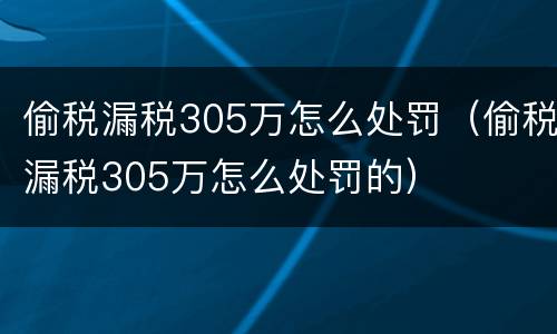 偷税漏税305万怎么处罚（偷税漏税305万怎么处罚的）