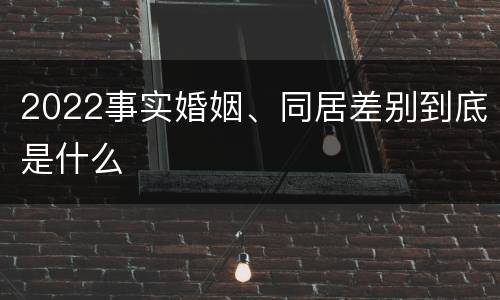 2022事实婚姻、同居差别到底是什么