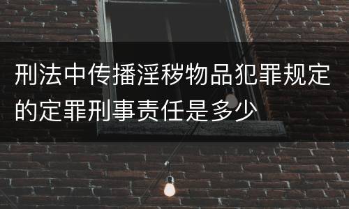 刑法中传播淫秽物品犯罪规定的定罪刑事责任是多少