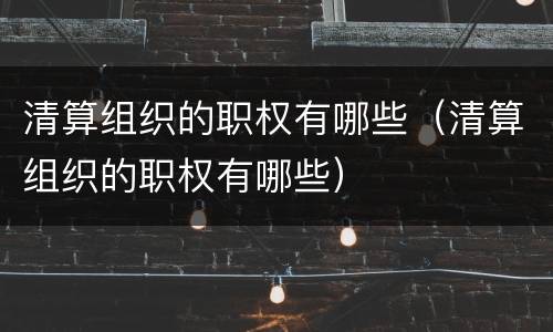 清算组织的职权有哪些（清算组织的职权有哪些）