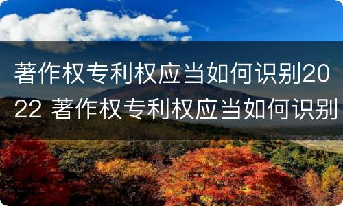 著作权专利权应当如何识别2022 著作权专利权应当如何识别2022年度