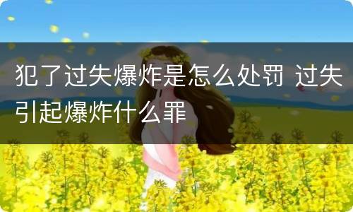 犯了过失爆炸是怎么处罚 过失引起爆炸什么罪