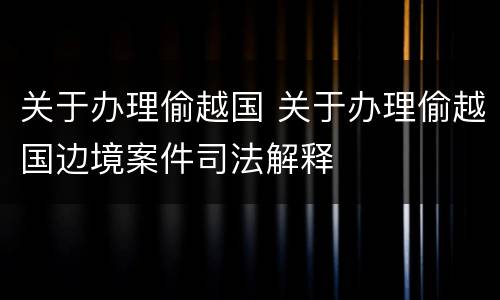 关于办理偷越国 关于办理偷越国边境案件司法解释