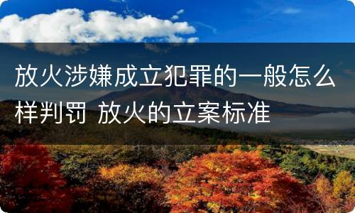 放火涉嫌成立犯罪的一般怎么样判罚 放火的立案标准