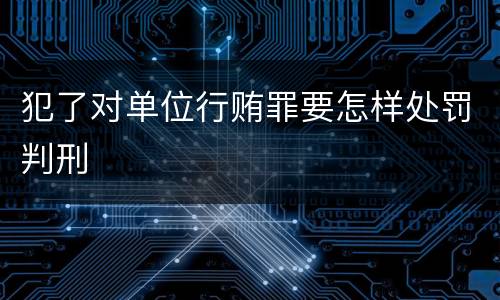 犯了对单位行贿罪要怎样处罚判刑