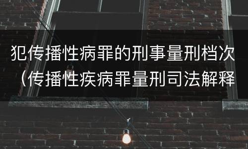 犯传播性病罪的刑事量刑档次（传播性疾病罪量刑司法解释）